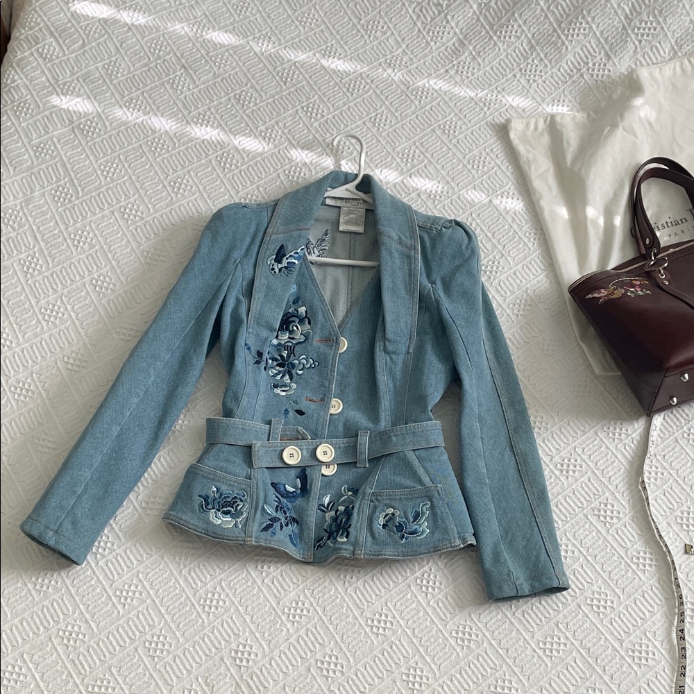 CHRISTIAN DIOR Embroidered flower butterfly Denim Jacket - Picture 12 of 17